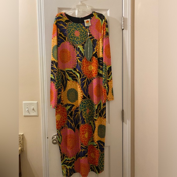 Farm Rio Black Vintage Garden Long Sleeve Midi-Dress (Size XL/NWT) - Picture 10 of 11